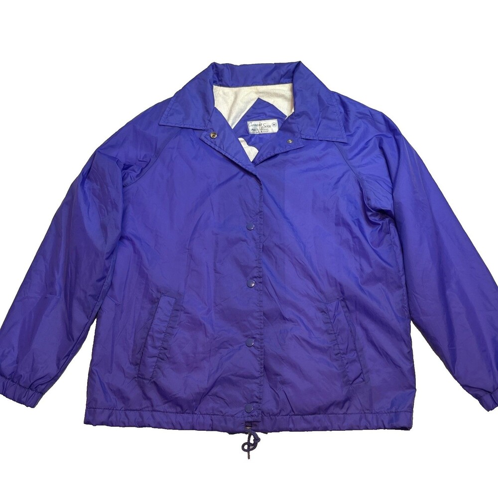 Vintage current Seen Size Medium Purple Snap Front Coach Jacket Windbreaker Wome